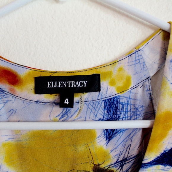 ELLEN TRACY V-NECK FLORAL SLEEVELESS DRESS SZ 4 - Picture 2 of 5